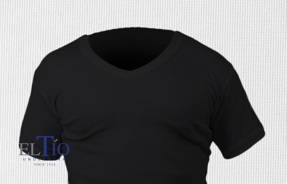 Camiseta manga corta de algodón cuello v - negra