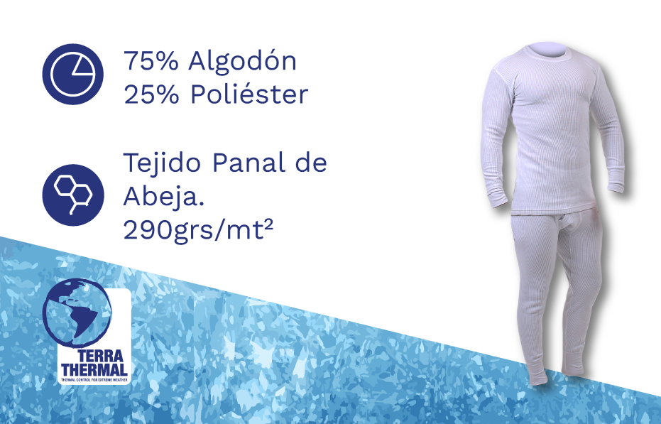 Conjunto térmico panal de abeja 75% algodón - 25% poliéster